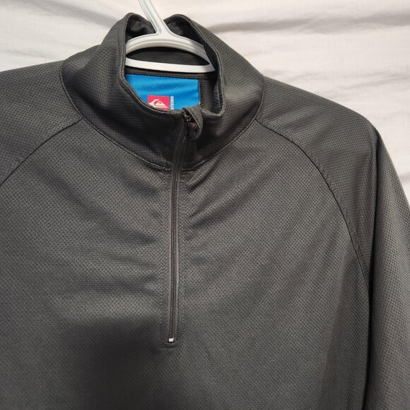 Quiksilver QDG2005 Grey Pullover Jacket L 1/4 Zip Blue Stripe Back Pocket - Picture 4 of 9